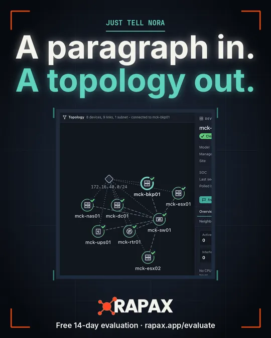 Video: Just Tell Nora. One paragraph in, a topology and service tree out.