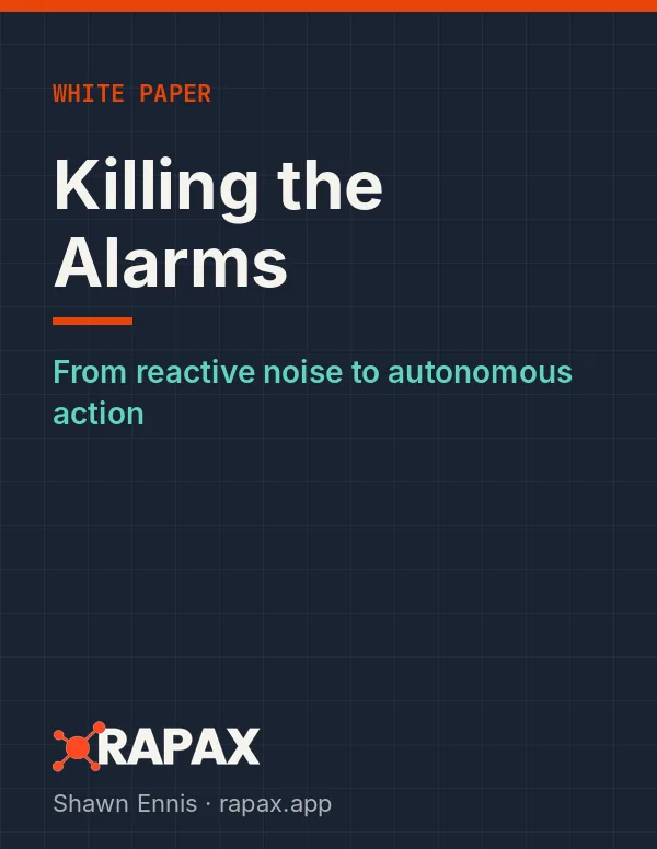 Cover of the Rapax white paper Killing the Alarms
