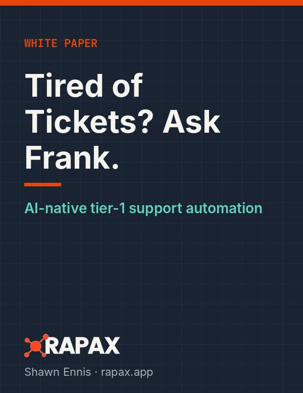 Cover of the Rapax white paper Tired of Tickets? Ask Frank.